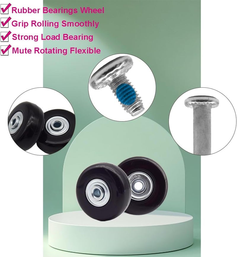 Ruidee 4 Pcs Luggage Suitcase Replacement Wheels 45x18mm Wear-Resistant Luggage Wheels Rubber Rotating Wheel Low Noise for Trolley Travel Case Carry-on Roller Bag (SXL/45x18mm) - Image 3